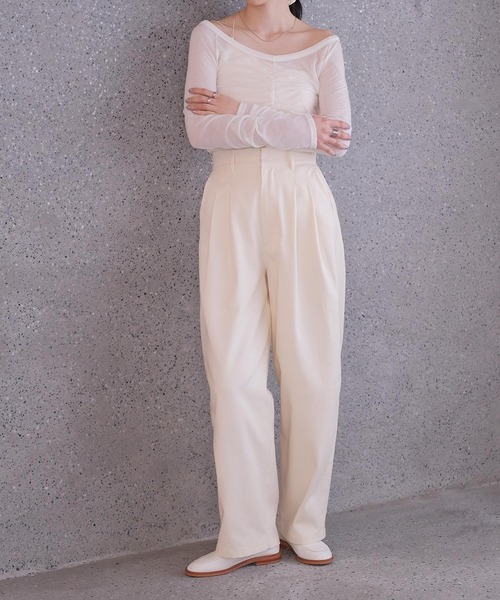 AKTE（アクテ） ワイドパンツ パンツ ハイウエストコットンタック