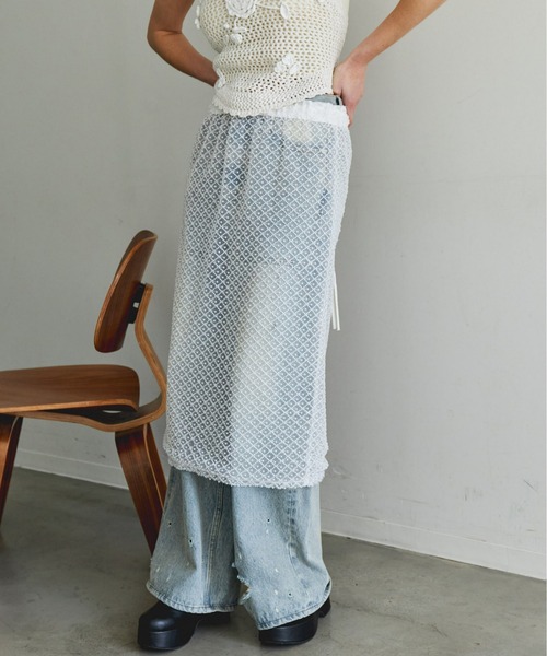 パールビーズ　ロングスカート　ホワイトパール MAISON SPECIAL（メゾンスペシャル） スカート Pearl Beaded Skirt