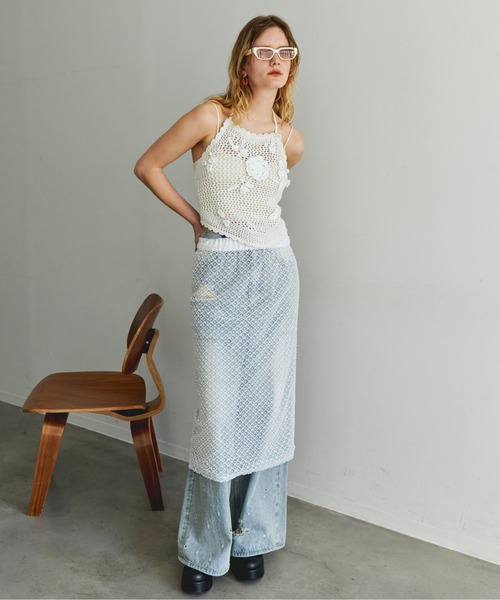 パールビーズ　ロングスカート　ホワイトパール MAISON SPECIAL（メゾンスペシャル） スカート Pearl Beaded Skirt