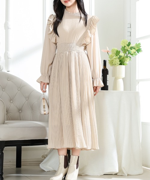 Lace Ladies（レースレディース） ワンピース 肩フリル プリーツ