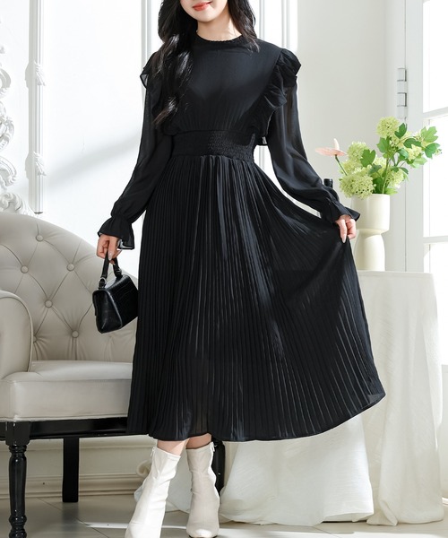 Lace Ladies（レースレディース） ワンピース 肩フリル プリーツ