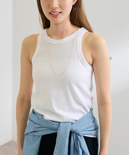 タンクトップ ノースリーブ ONIT COTTON RIB AMERICAN/S TANK TOP 25SSON183：タンクトップ レディース COTTON RIB AMERICAN/S TANK TOP（コットンフライスアメスリ