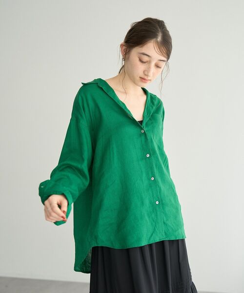 ブラウス シャツ 3wayフレンチリネンシャツ レディース YECCA VECCA ブラウス シャツ 3wayフレンチリネンシャツ