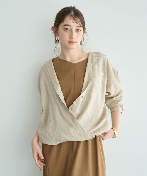 YECCA VECCA ブラウス シャツ 3wayフレンチリネンシャツ