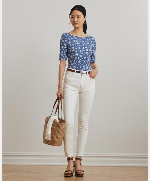 (取寄) ローレン ラルフローレン レディース フローラル ストレッチ コットン ボートネック ティー Ralph LAUREN RALPH tシャツ フローラル ストレッチ コットン ボート