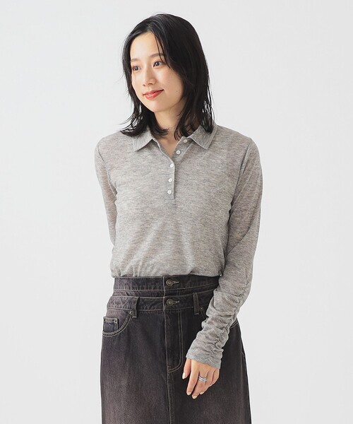 ポロシャツ ポロ シアー ポロ ロングスリーブ Tシャツ レディース