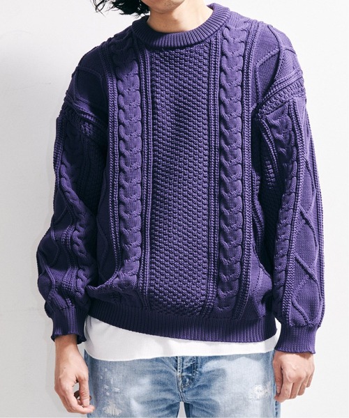 EDIFICE（エディフィス） 長袖ニット LARGE ネイビー メンズ