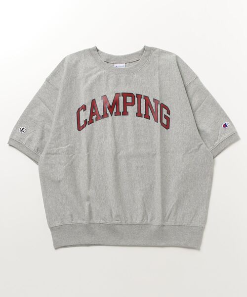 「BEAMS BOY」 7分袖カットソー「championコラボ」 SMALL グレー レディース