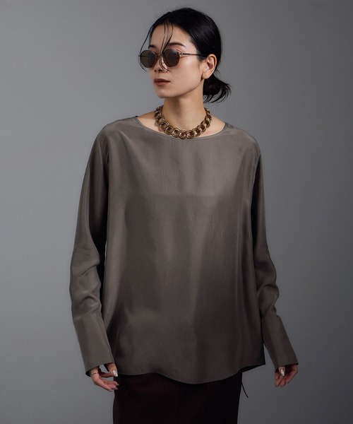 ブラウス シャツ 「25AW」GENTLE SILK ロングスリーブプルオーバー「セットアップ対応・洗える」 レディース