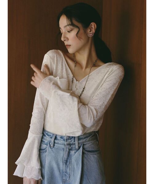 tシャツ 2WAYシアーメッシュベロアトップス「セットアップ対応」 レディース