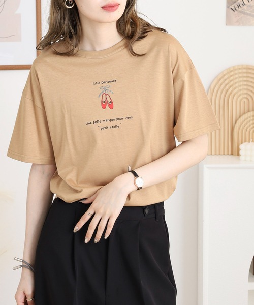 ブローディア BRODIAEA バレエシューズ半袖Tシャツ （ベージュ） tシャツ BRODIAEA バレエシューズ半袖Tシャツ レディース