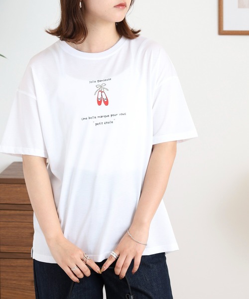 ブローディア BRODIAEA バレエシューズ半袖Tシャツ （オフホワイト） ブローディア BRODIAEA バレエシューズ半袖Tシャツ （オフ