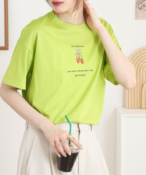 ブローディア BRODIAEA バレエシューズ半袖Tシャツ （ライム） tシャツ BRODIAEA バレエシューズ半袖Tシャツ レディース