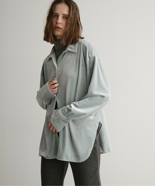 LOSCa ブラウス シャツ ベロアオーバーシャツ レディース : ZOZOTOWN