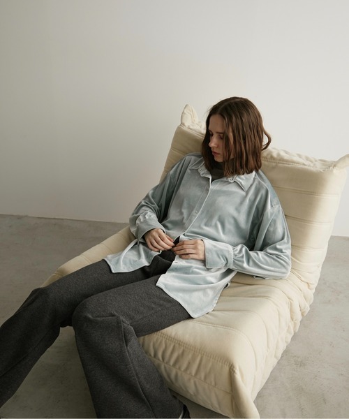 LOSCa ブラウス シャツ ベロアオーバーシャツ レディース : ZOZOTOWN
