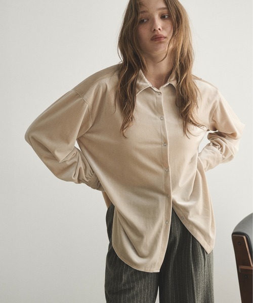 LOSCa ブラウス シャツ ベロアオーバーシャツ レディース : ZOZOTOWN