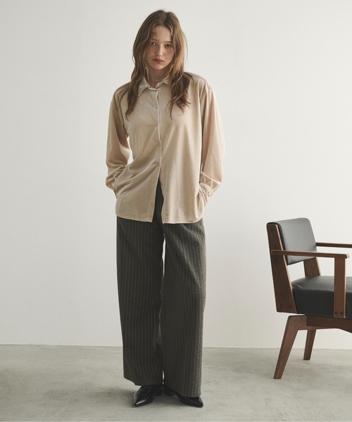 LOSCa ブラウス シャツ ベロアオーバーシャツ レディース : ZOZOTOWN