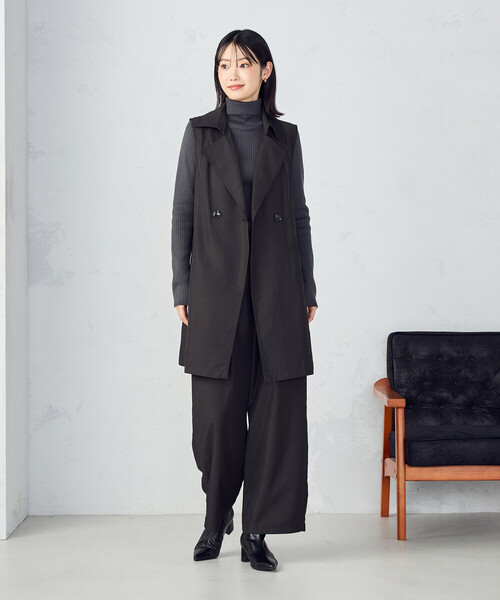 CAMILLA AND MARC ロングジレ ベスト ジャケット 黒 S COMME CA ISM ベスト ジレ 「セットアップ対応」ポリエステル