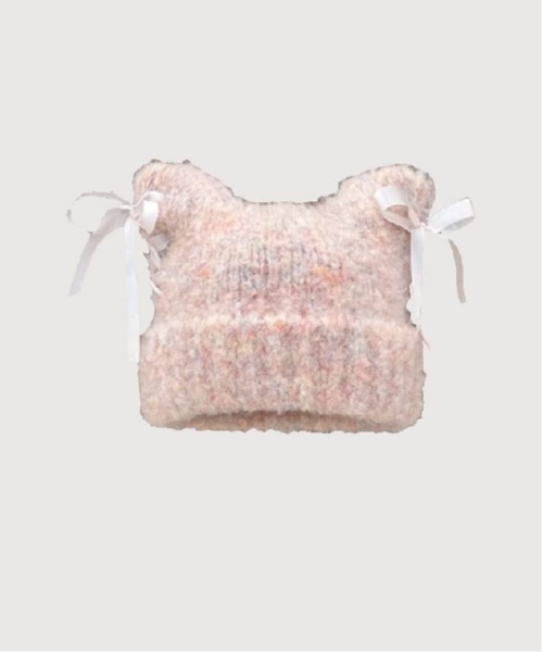 ニット帽 ニットキャップ Fluffy Cat Ear Knit Cap レディース