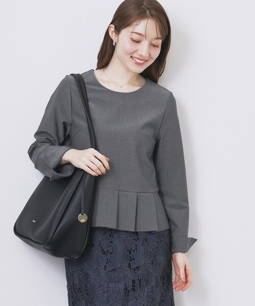 index（インデックス） tシャツ ストレッチペプラムラメトップス「洗濯