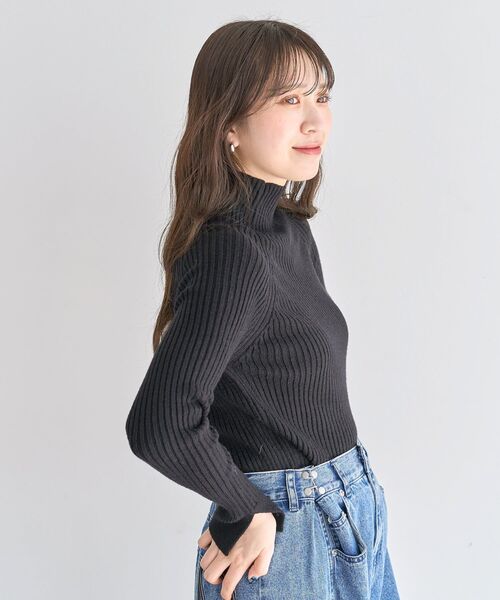 ぽんです★新品タグ付◉ボトルネックリブニット　DOORS ブルー URBAN RESEARCH DOORS（アーバンリサーチドアーズ） URBAN RESEARCH