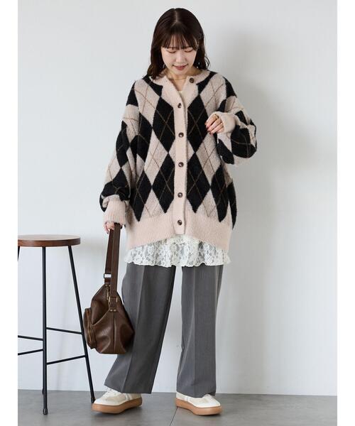 ehka sopo（エヘカソポ） カーディガン アーガイル柄カーディガン