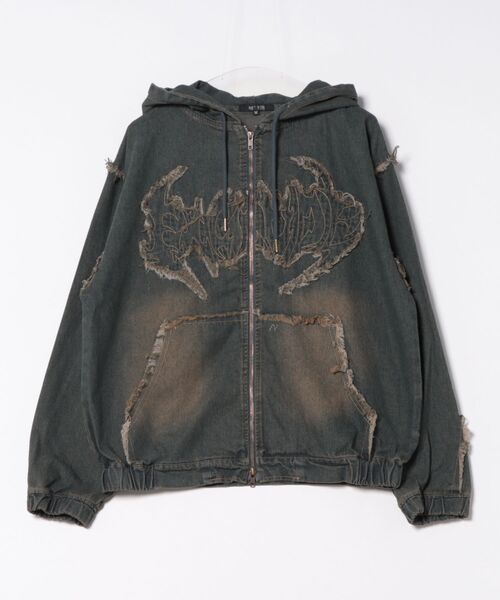 8 パーカー トライバルフリンジデニムZIPパーカー メンズ レディース