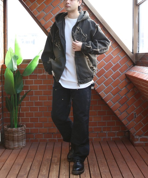 ディーゼム ラムレザージャケット パーカー フーディー DIESEL（ディーゼル） ×SILENCE NOISE ブラック ラムレザー 止水ジップ