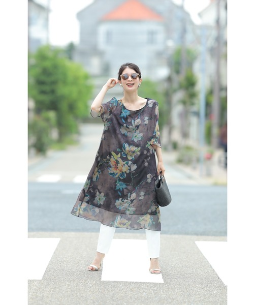 「CAWAII」 7分袖ワンピース FREE ブラック レディース_画像6