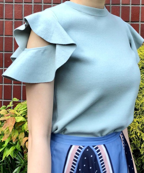 「31 Sons de mode」 ノースリーブニット 36 ライトグリーン レディース_画像4