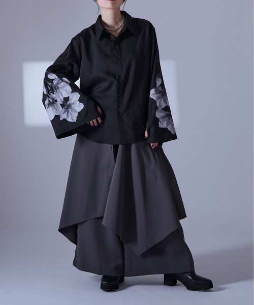 「Ellno Loset」 長袖シャツ MEDIUM ブラック メンズ_画像2