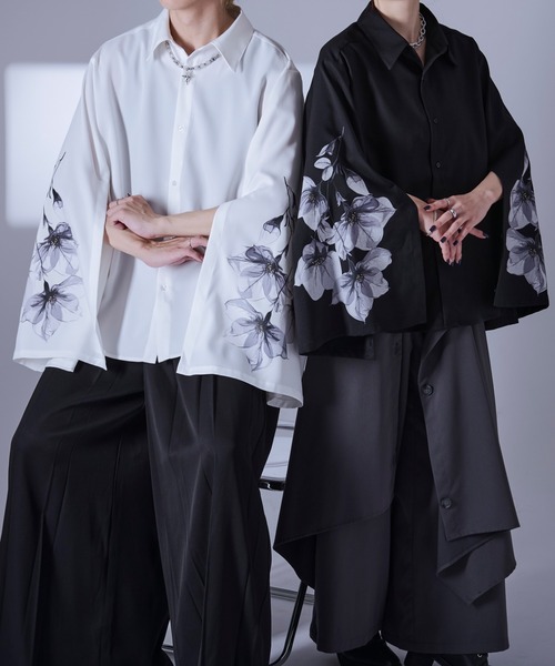 「Ellno Loset」 長袖シャツ MEDIUM ブラック メンズ_画像3