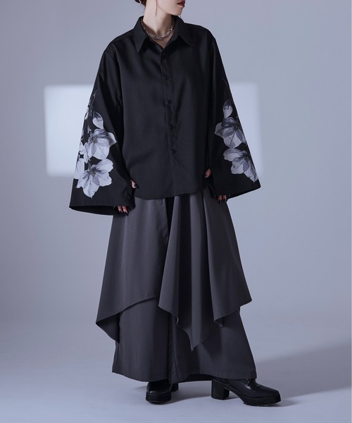 「Ellno Loset」 長袖シャツ MEDIUM ブラック メンズ_画像8