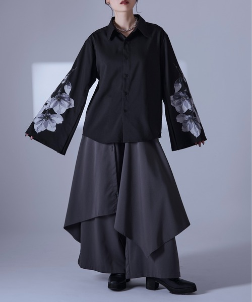 「Ellno Loset」 長袖シャツ MEDIUM ブラック メンズ_画像9