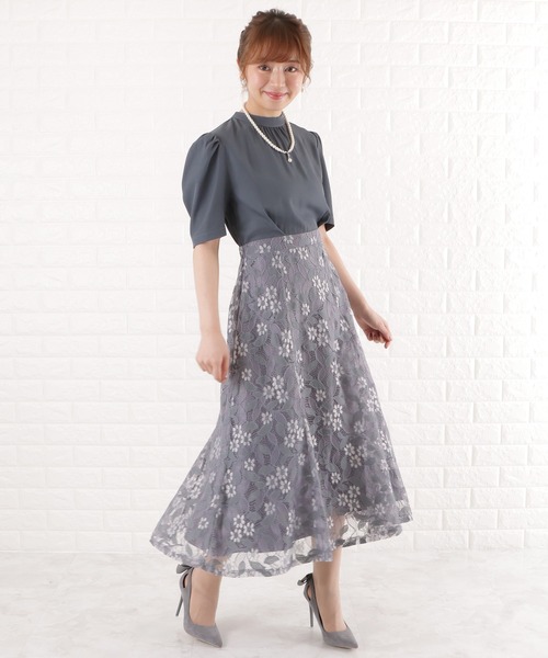 「Lace Ladies」 半袖ワンピース L ネイビー レディース_画像2