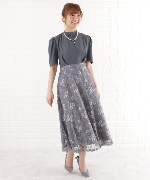 「Lace Ladies」 半袖ワンピース L ネイビー レディース_画像3