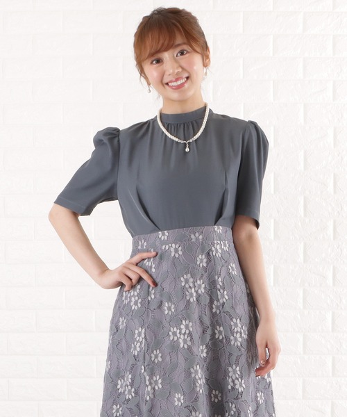 「Lace Ladies」 半袖ワンピース L ネイビー レディース_画像4