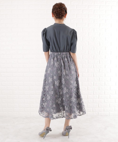 「Lace Ladies」 半袖ワンピース L ネイビー レディース_画像7