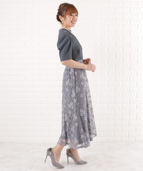 「Lace Ladies」 半袖ワンピース L ネイビー レディース_画像9