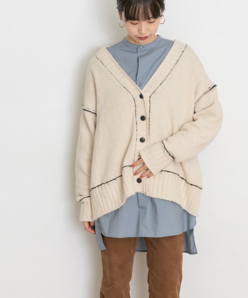 「UR Lab.」 ニットカーディガン FREE オフホワイト レディース_画像3