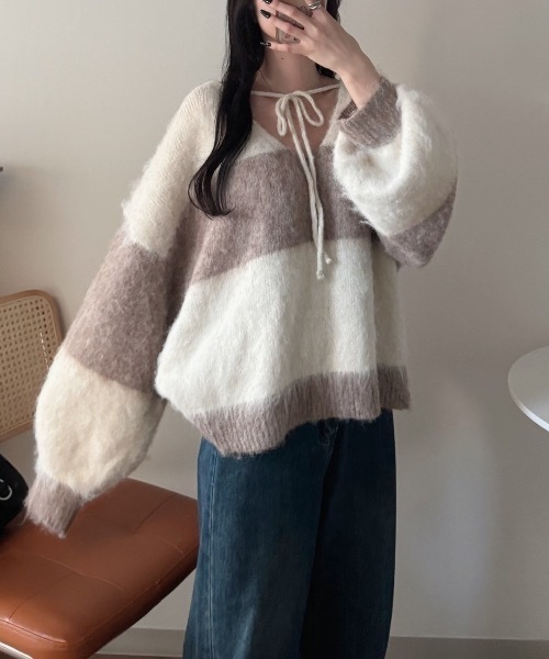 「nemne store」 長袖ニット SMALL グレー レディース_画像9