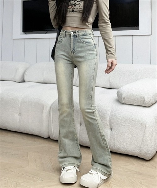 「FREE STYLISTS」 ブーツカットデニムパンツ 2XL ブラック レディース_画像4