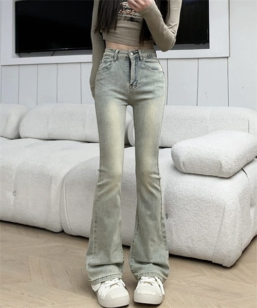 「FREE STYLISTS」 ブーツカットデニムパンツ 2XL ブラック レディース_画像5