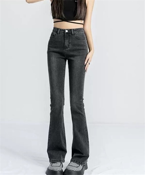 「FREE STYLISTS」 ブーツカットデニムパンツ 2XL ブラック レディース_画像8