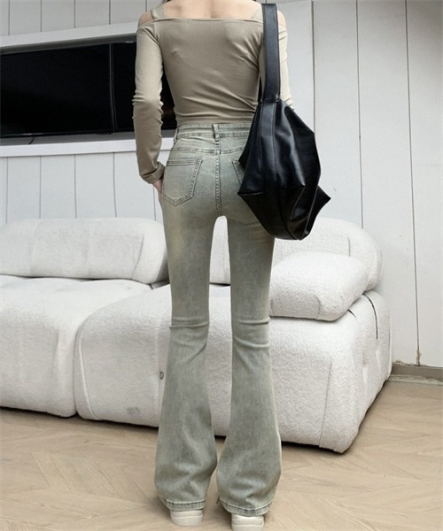 「FREE STYLISTS」 ブーツカットデニムパンツ 2XL ブラック レディース_画像9