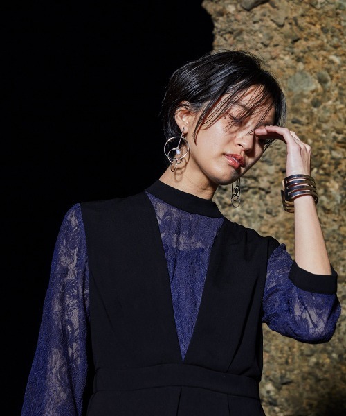 「Callarus」 7分袖ワンピース LL ブルー レディース_画像3