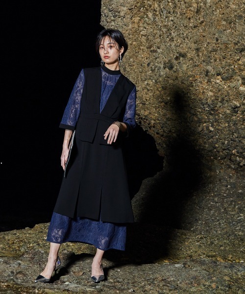 「Callarus」 7分袖ワンピース LL ブルー レディース_画像5