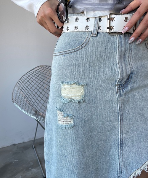 「SHAGGIE」 デニムスカート FREE ライトブルー レディース_画像5