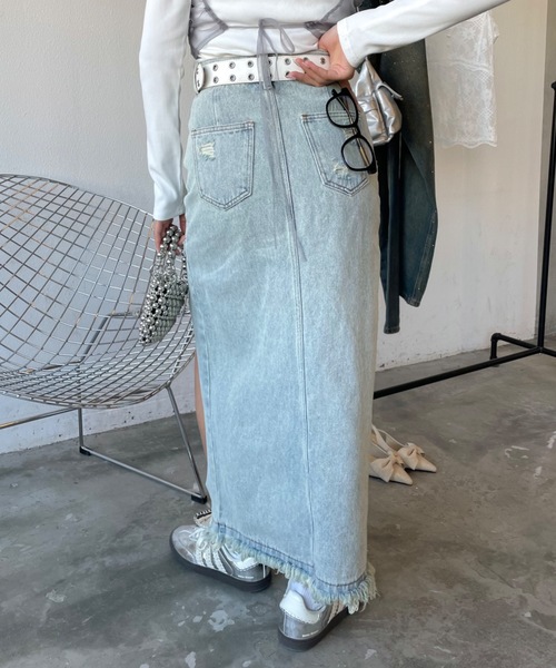 「SHAGGIE」 デニムスカート FREE ライトブルー レディース_画像7