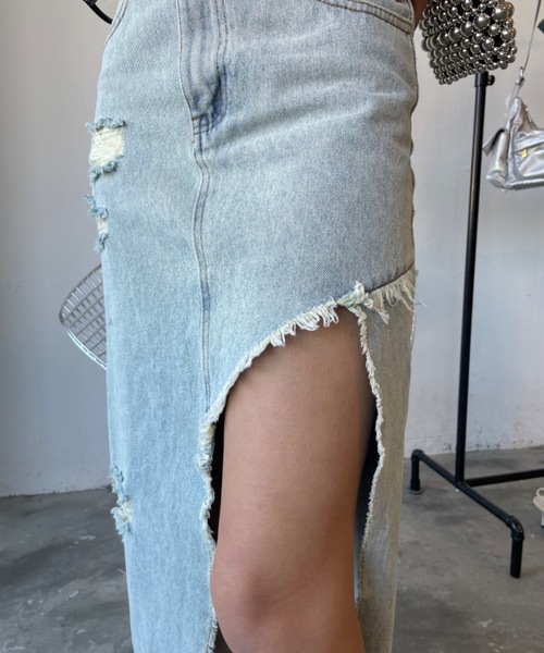 「SHAGGIE」 デニムスカート FREE ライトブルー レディース_画像8